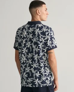 Palm Lei Print Piqué Polo Shirt