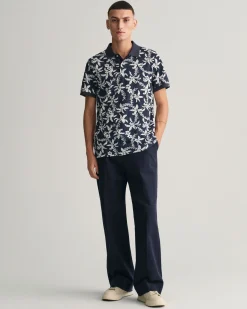 Palm Lei Print Piqué Polo Shirt