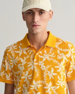 Palm Lei Print Piqué Polo Shirt