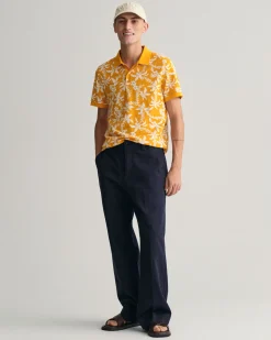 Palm Lei Print Piqué Polo Shirt
