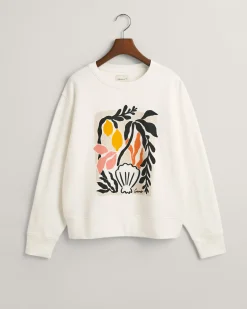 Palm Print Crew Neck Sweatshirt