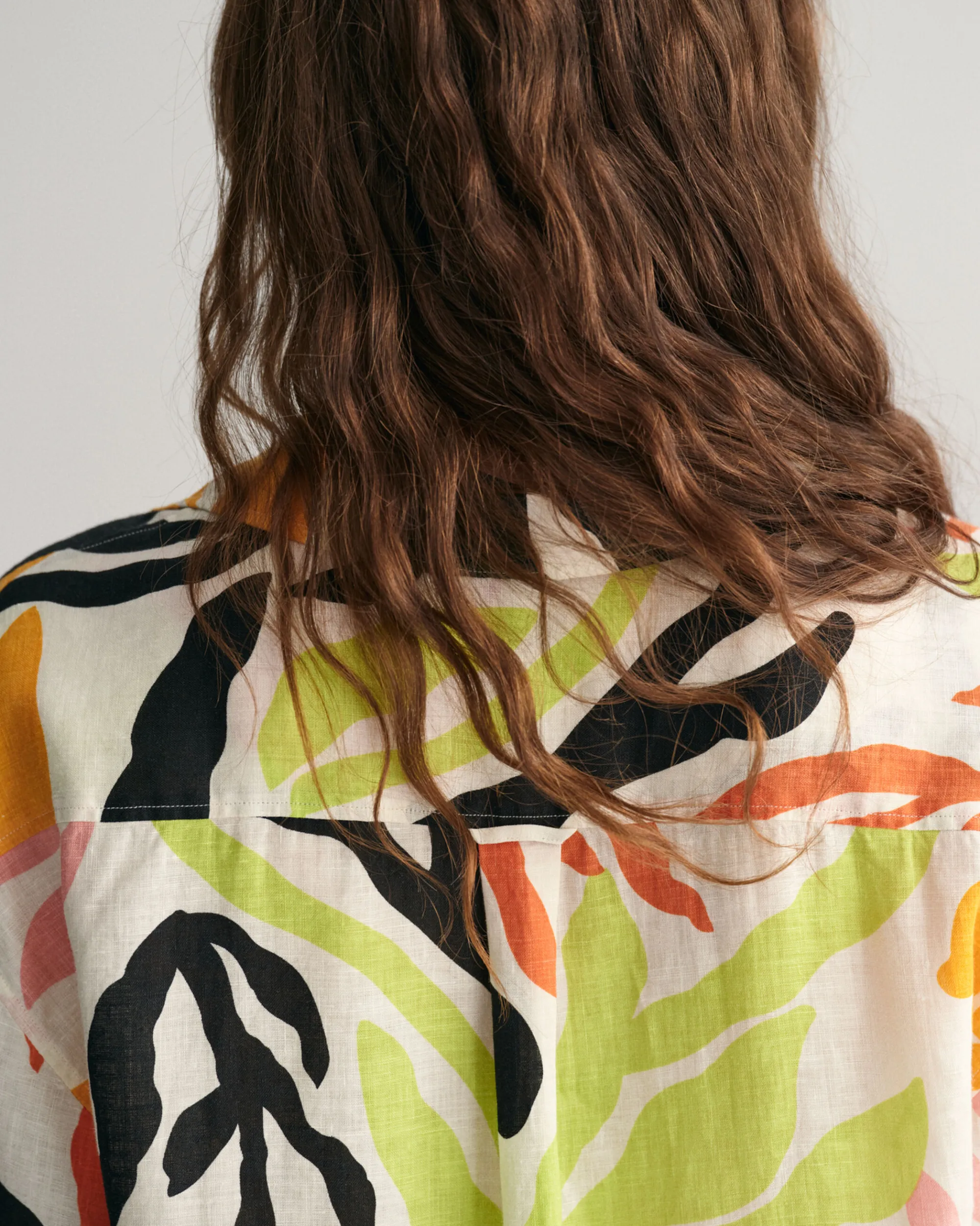Palm Print Linen Short Sleeve Caftan