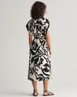 Palm Print Short Sleeve Dress