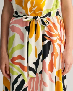 Palm Print Short Sleeve Dress