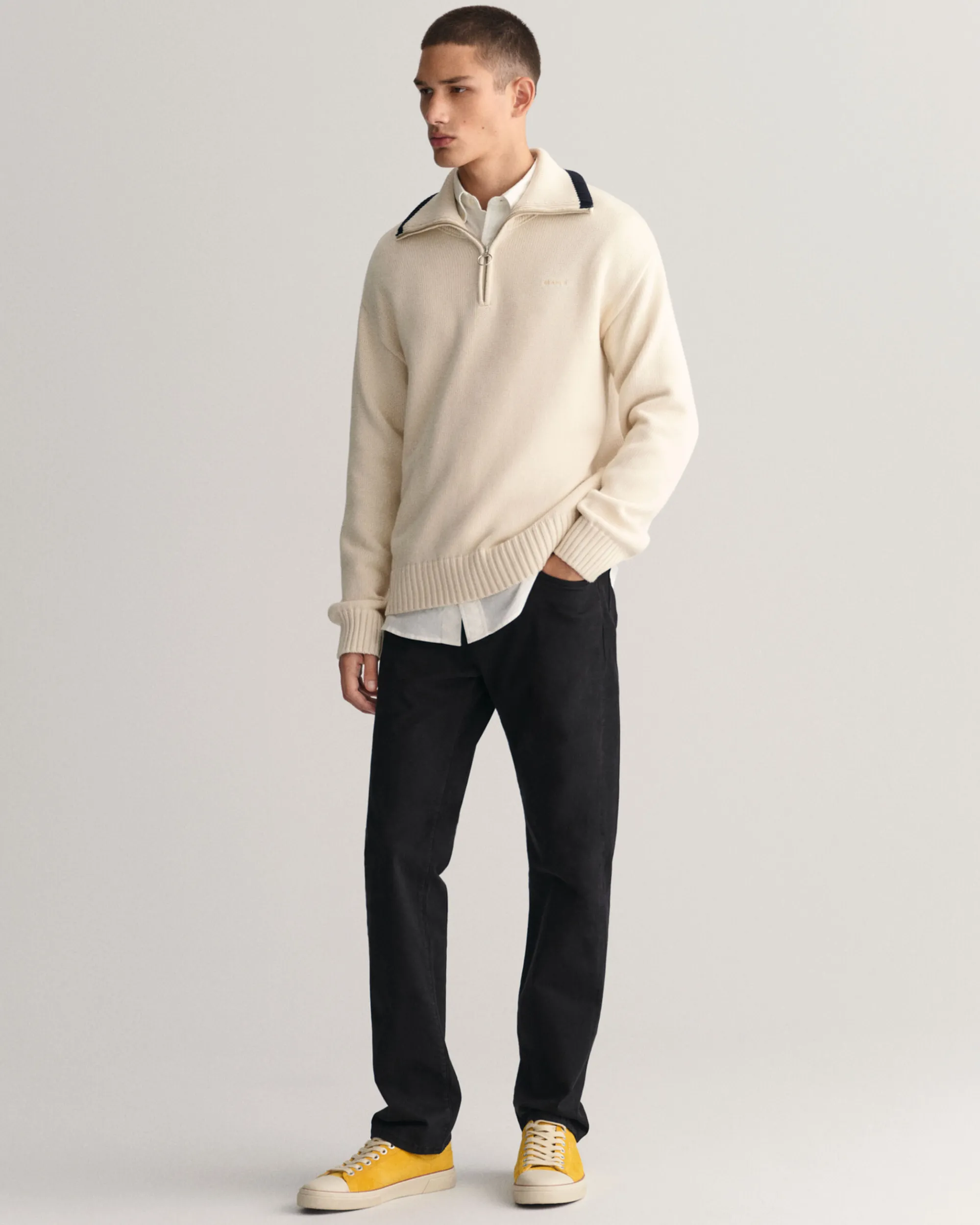 Plain Cotton Half-Zip Sweater