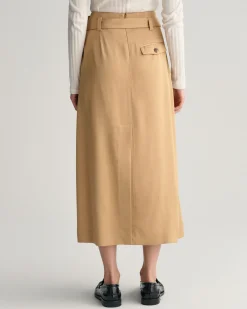 Pleated Chino Wrap Skirt