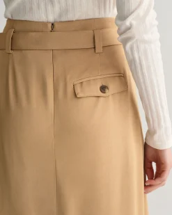 Pleated Chino Wrap Skirt