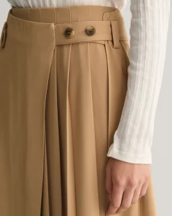 Pleated Chino Wrap Skirt