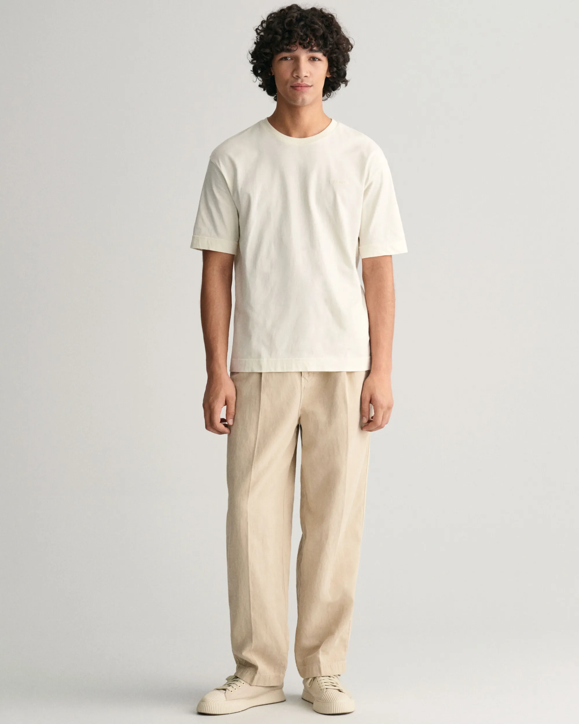 Pleated Cotton Linen Chinos