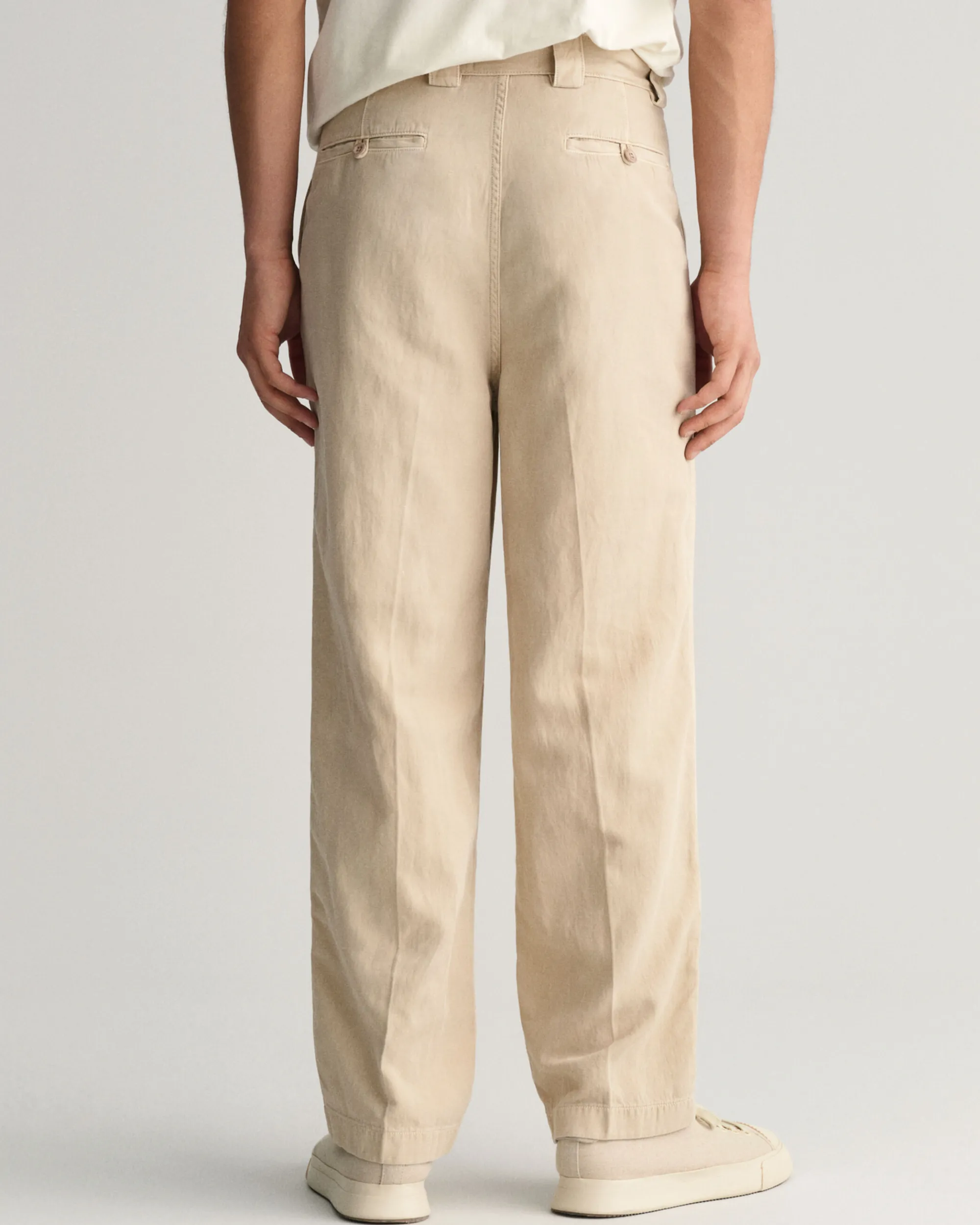 Pleated Cotton Linen Chinos