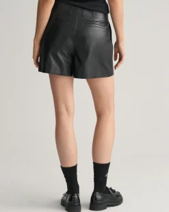 Pleated Leather Shorts