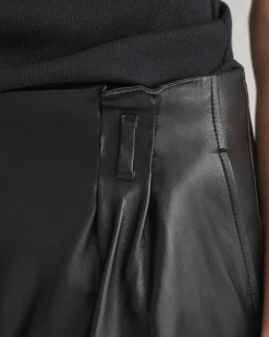 Pleated Leather Shorts