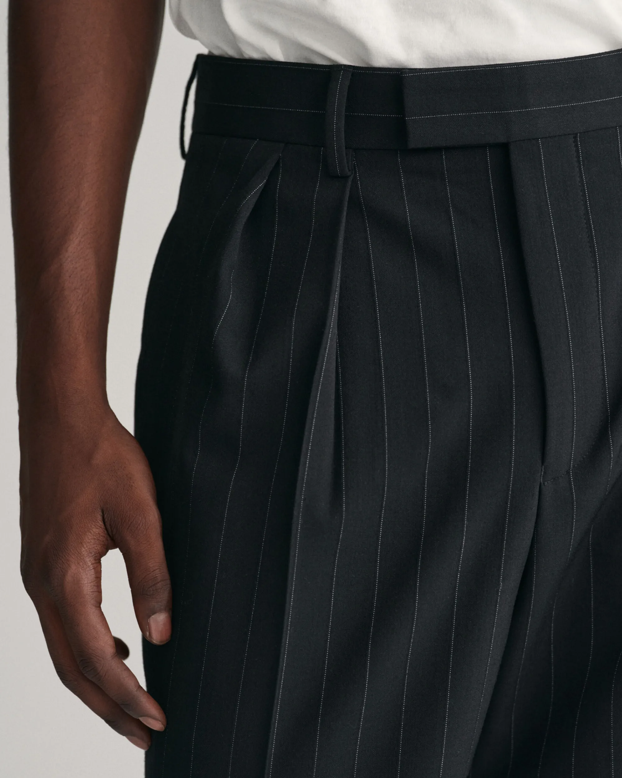 Pleated Pinstripe Suit Pants