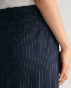 Pleated Pinstriped Maxi Skirt
