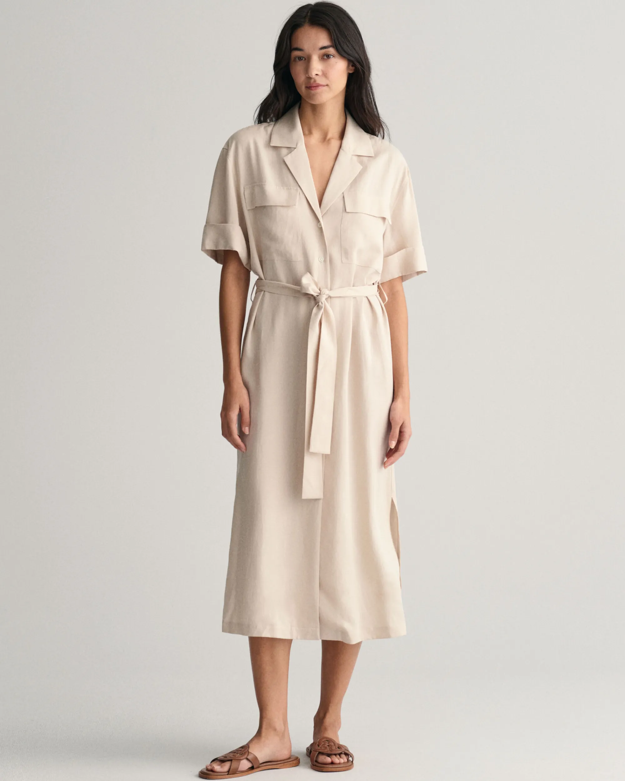 Pocket Short Sleeve Shirt Dress