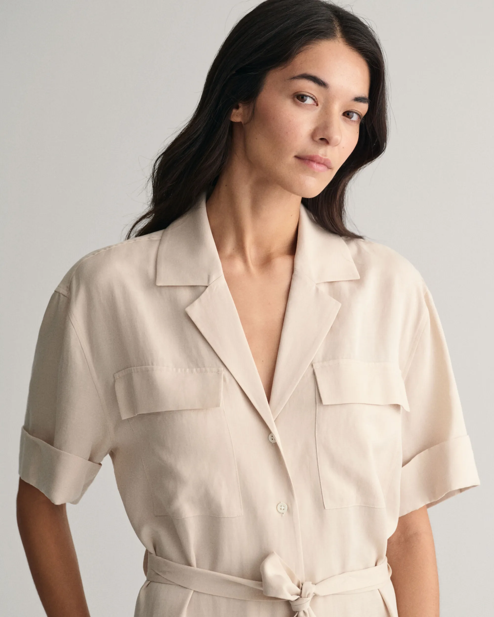 Pocket Short Sleeve Shirt Dress