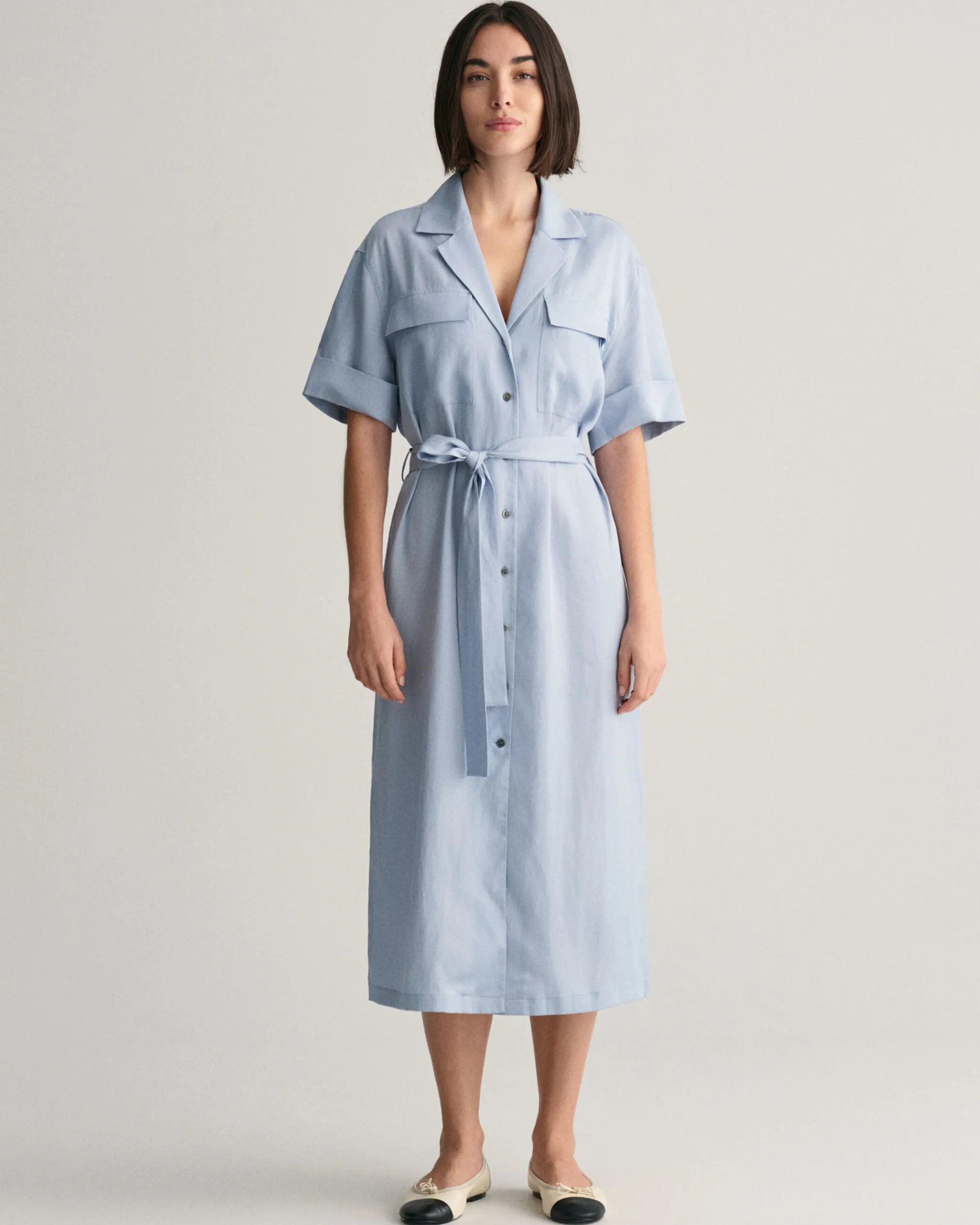 Pocket Short Sleeve Shirt Dress