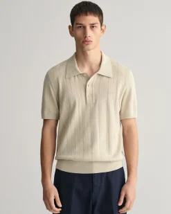 Pointelle Textured Polo Sweater