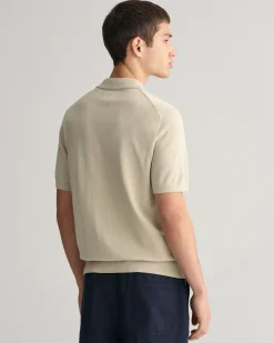 Pointelle Textured Polo Sweater