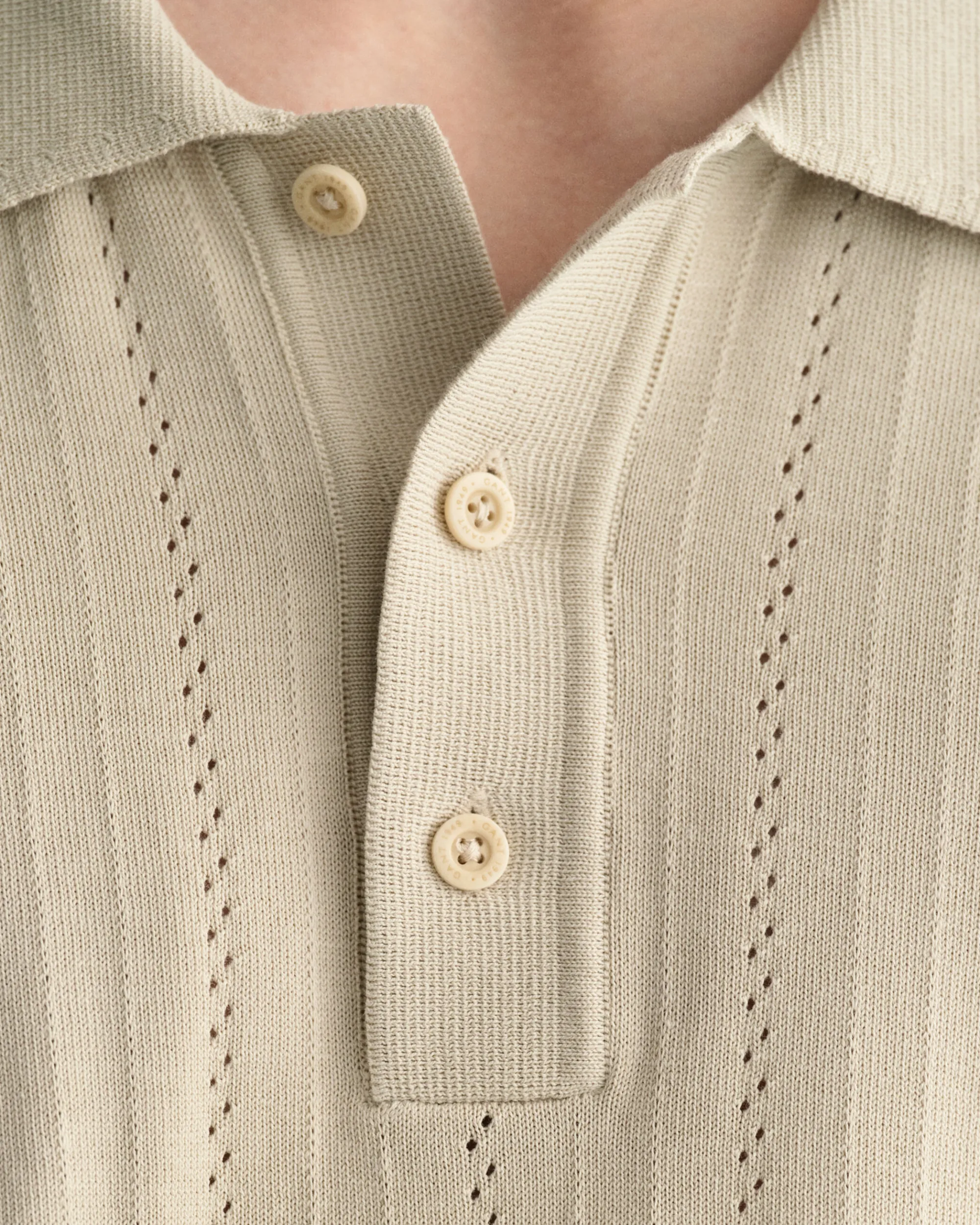 Pointelle Textured Polo Sweater