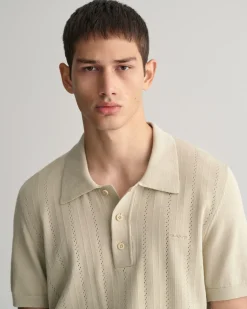 Pointelle Textured Polo Sweater