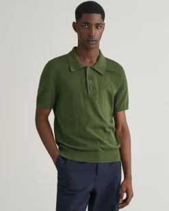 Pointelle Textured Polo Sweater