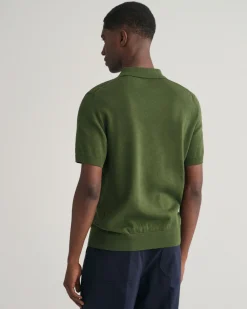 Pointelle Textured Polo Sweater