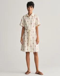 Printed Short Sleeve Shirt Dress