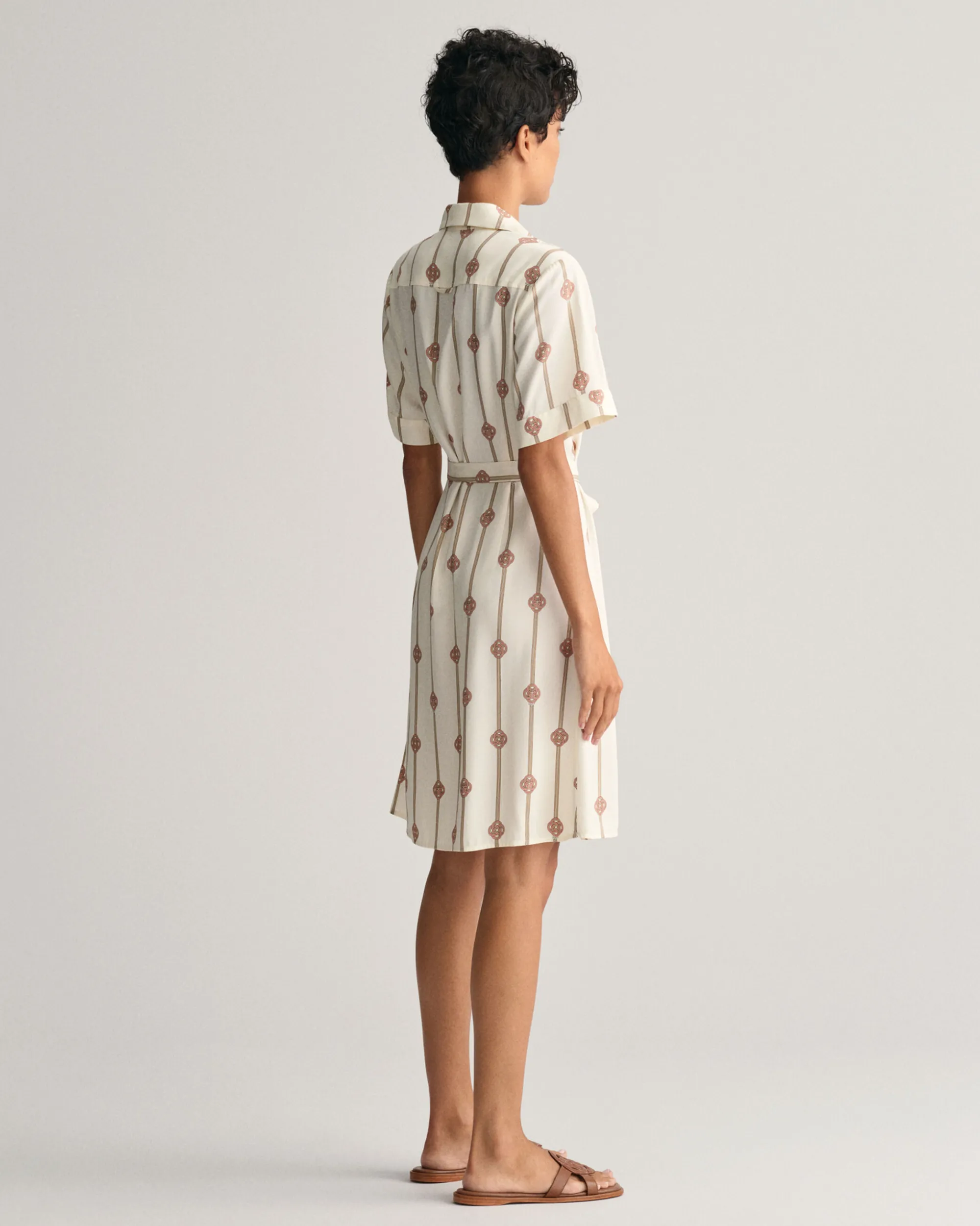 Printed Short Sleeve Shirt Dress