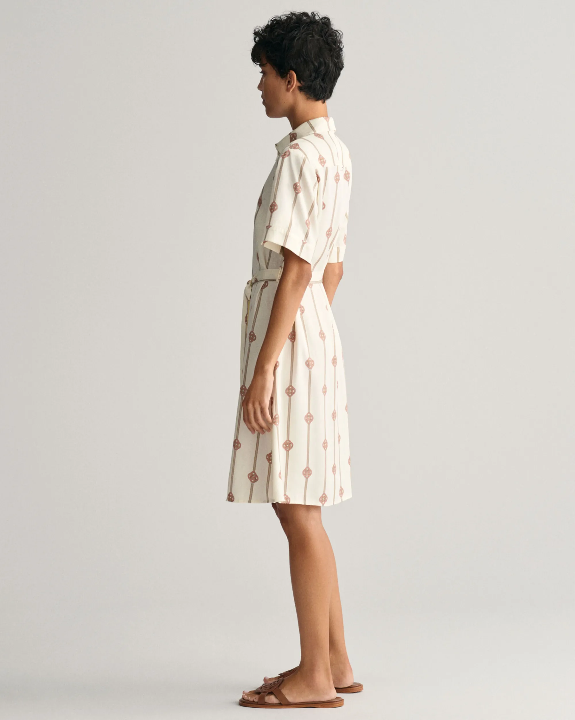 Printed Short Sleeve Shirt Dress