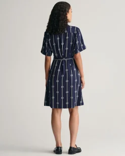 Printed Short Sleeve Shirt Dress
