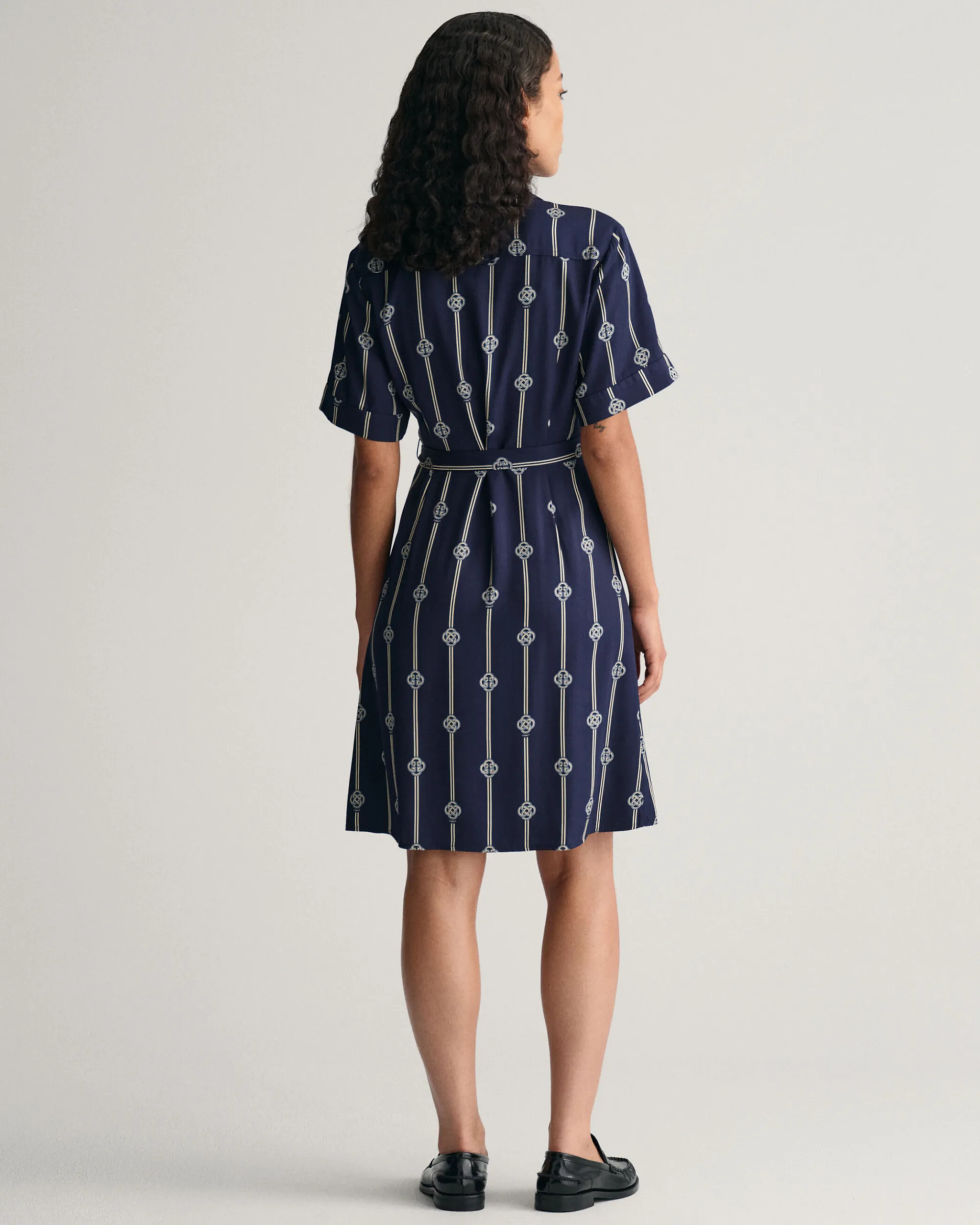 Printed Short Sleeve Shirt Dress
