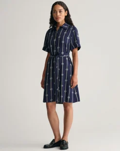 Printed Short Sleeve Shirt Dress