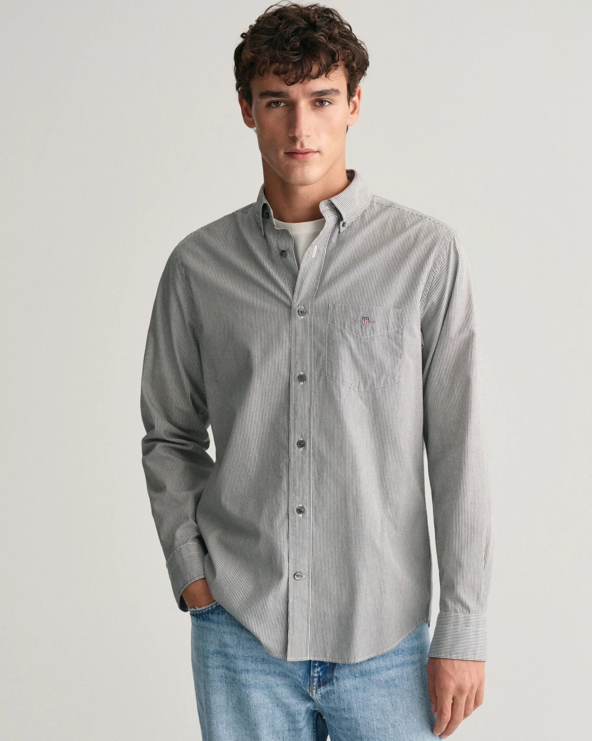 Regular Fit Banker Stripe Poplin Shirt
