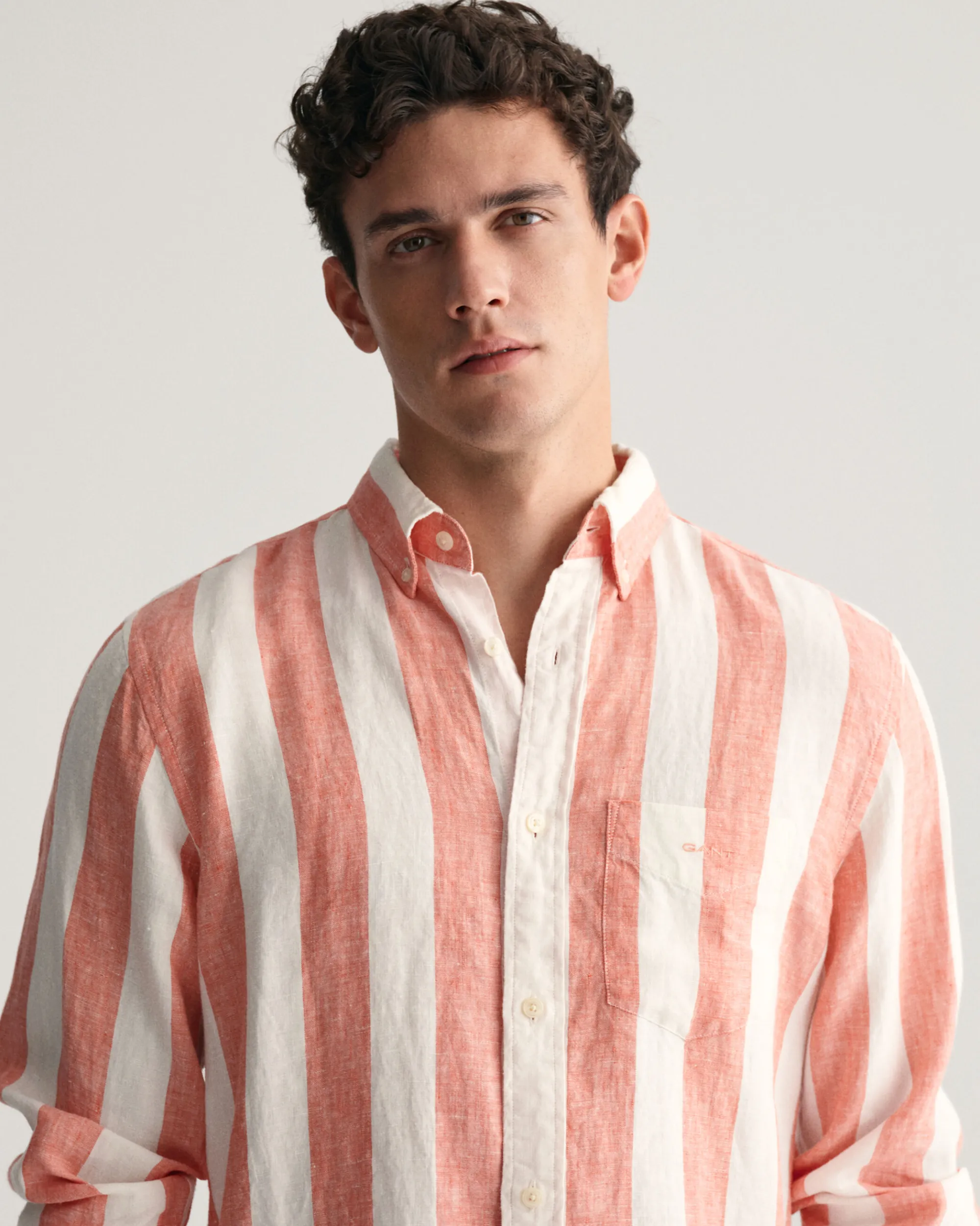 Regular Fit Bold Striped Linen Shirt