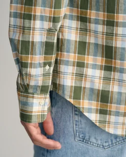Regular Fit Checked Cotton Linen Shirt