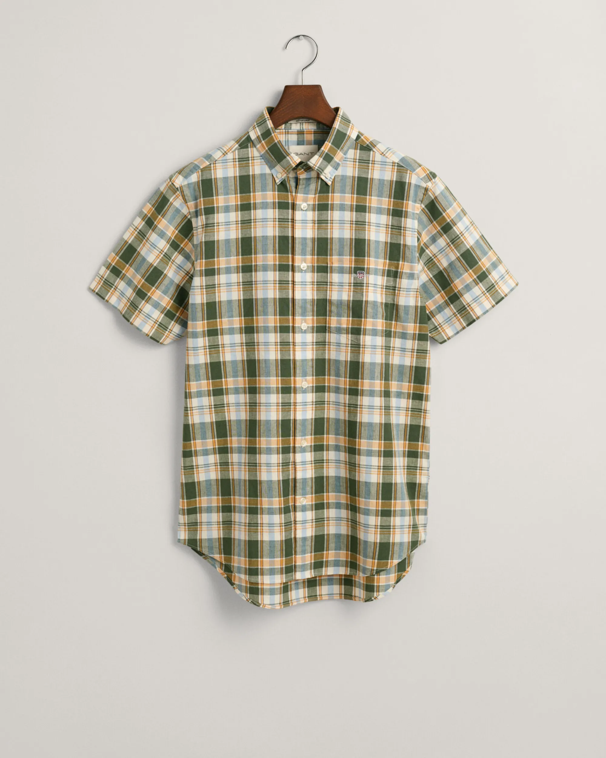 Regular Fit Checked Cotton Linen Short Sleeve Shirt