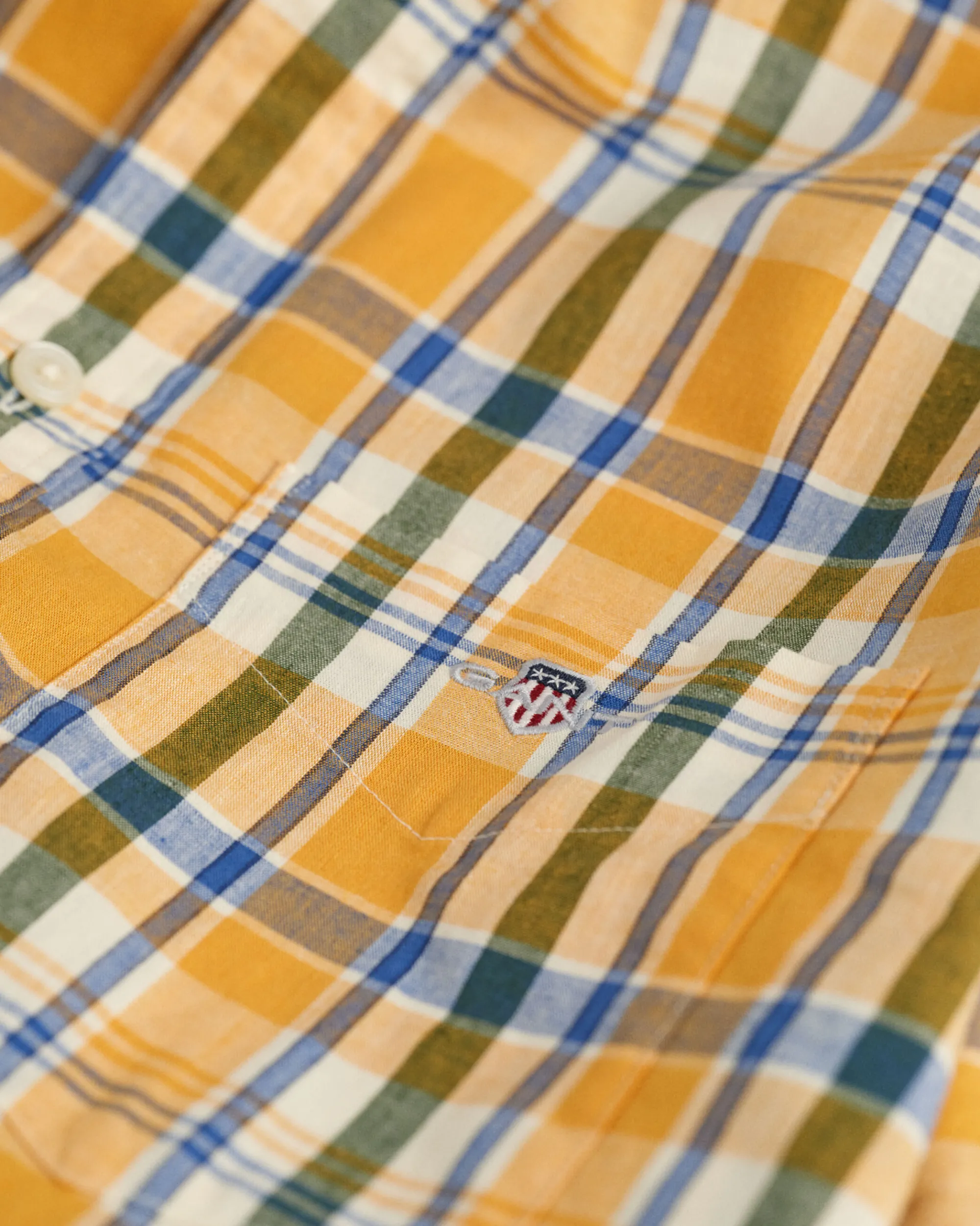 Regular Fit Checked Cotton Linen Short Sleeve Shirt