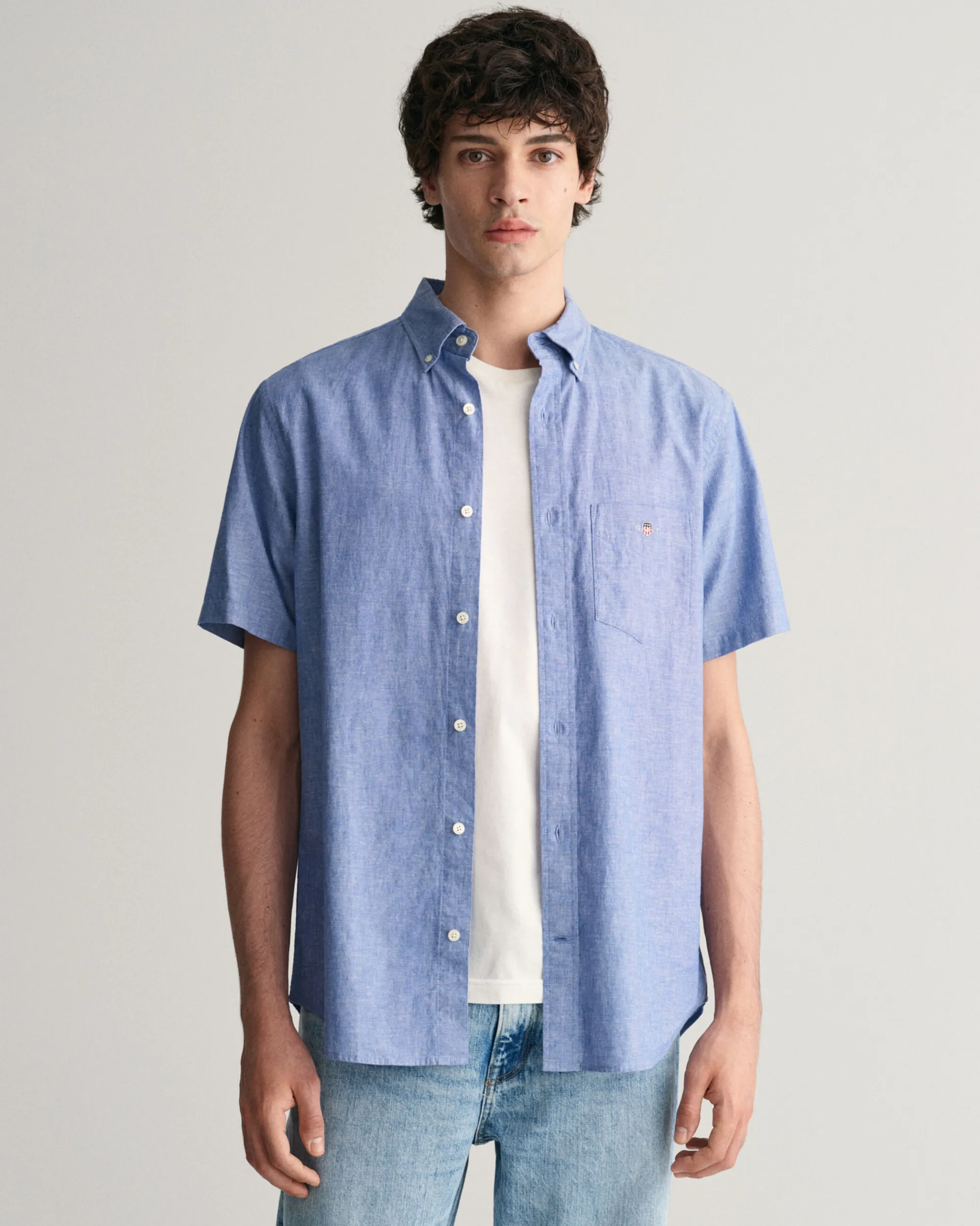 Regular Fit Cotton Linen Short Sleeve Shirt