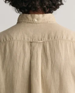 Regular Fit Garment-Dyed Linen Short Sleeve Shirt