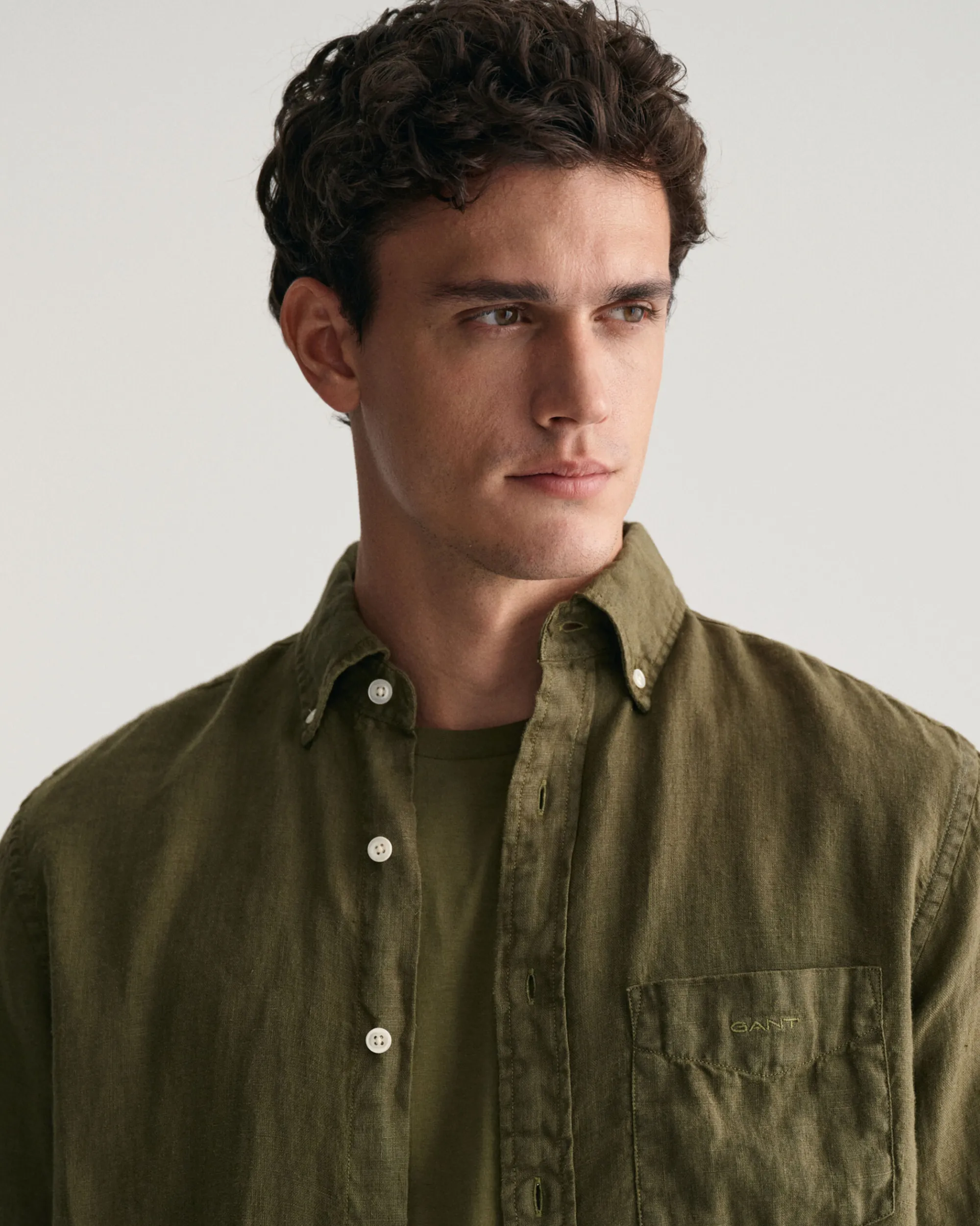 Regular Fit Garment-Dyed Linen Short Sleeve Shirt