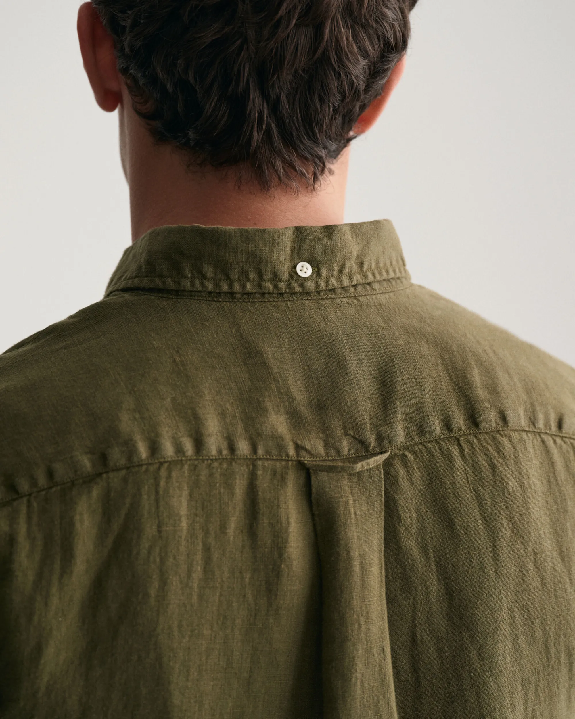 Regular Fit Garment-Dyed Linen Short Sleeve Shirt