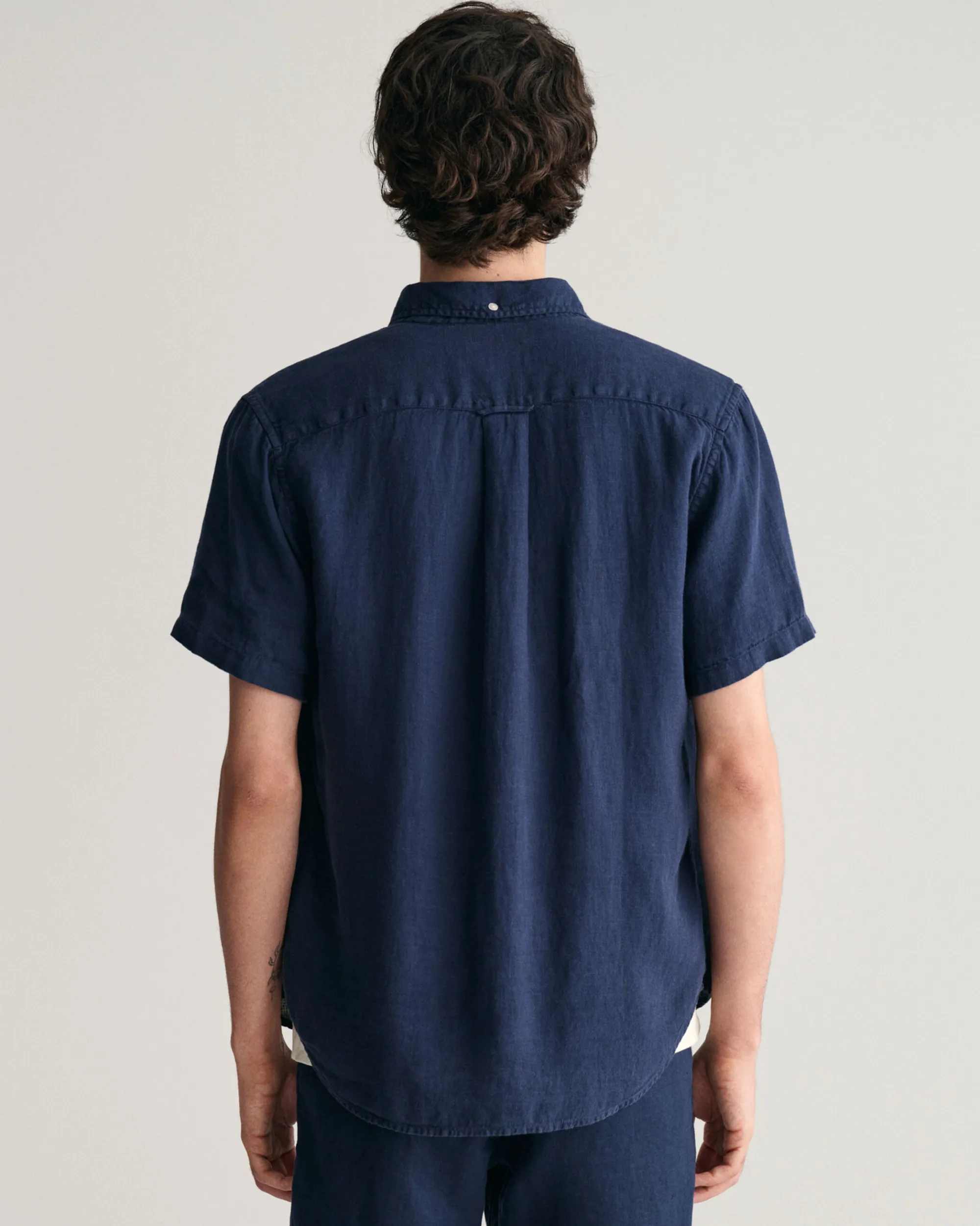 Regular Fit Garment-Dyed Linen Short Sleeve Shirt