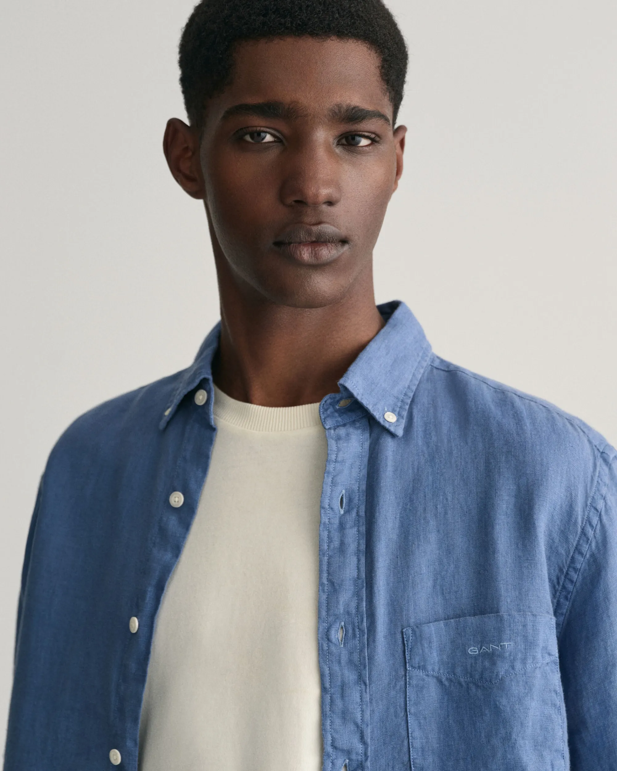 Regular Fit Garment-Dyed Linen Short Sleeve Shirt