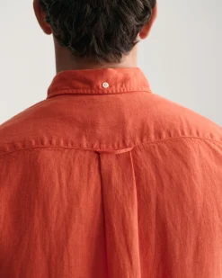 Regular Fit Garment-Dyed Linen Short Sleeve Shirt
