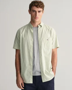 Regular Fit Gingham Poplin Short Sleeve Shirt