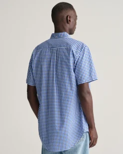 Regular Fit Gingham Poplin Short Sleeve Shirt