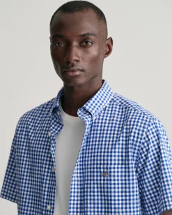 Regular Fit Gingham Poplin Short Sleeve Shirt