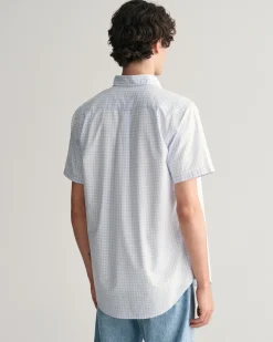 Regular Fit Gingham Poplin Short Sleeve Shirt