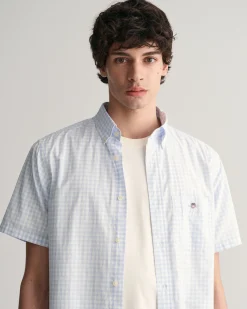 Regular Fit Gingham Poplin Short Sleeve Shirt